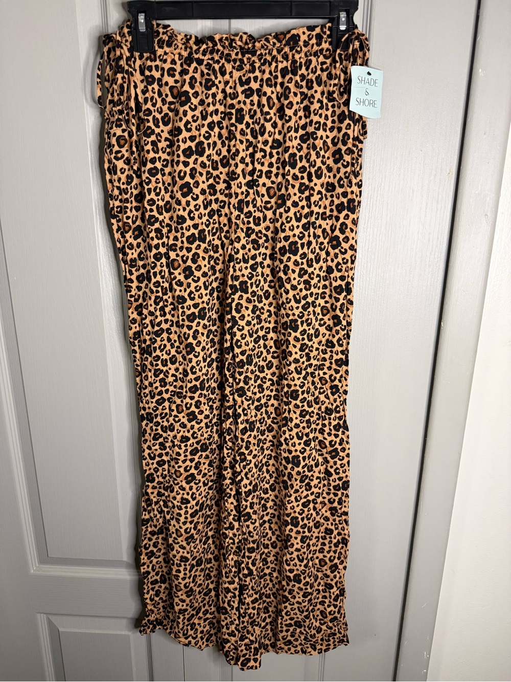 Shade & Shore Leopard Print Wide-Leg Pants in Tan and Black